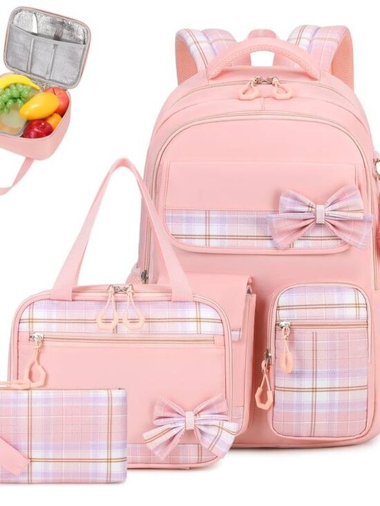 3-Piece Student Schoolbag Set with Multiple Pockets, Lunchbox & Pen Case